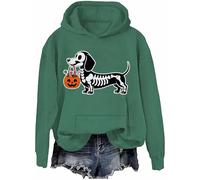 Sweat à capuche Halloween motif teckel squelette pour chien effrayant Wiener, Vert-h, 3XL