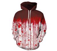 Sweat À Capuche Halloween Sang Gouttes Je suis Bien Horreur 3D Pull d'impression Numérique Plus La Taille des Couples À Capuche-A0006, XL