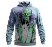 Sweat à Capuche Homme 3D Imprimé Zombie d'Halloween Horreur Hoodie Homme Automne Hiver Chaud avec Poche Kangourou Costume Deguisement Halloween Qui Fait Peur Sweatshirts Sweat Shirt Pull Sweatshirt