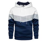Sweat à Capuche Homme Color Block, Sweatshirts Homme Manches Longues Automne Et Hiver Hoodies Avec Cordon De Serrage Poche Grande Taille DéContracté Chaud Pullover Pour Sports Jogging La Course à Pied