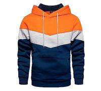 Sweat à Capuche Homme Color Block- Sweatshirts Manches Longues Automne Et Hiver Hoodies avec Cordon De Serrage Poche Grande Taille DéContracté Chaud Pullover pour Sports Jogging La Course à Pied