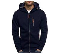 Sweat a Capuche Homme Cordon Poches Zippé Marque Travail Pulls, Gilets et Sweats Uni Respirant Chaud Mode Vintage Casuals Slim Veste Homme Pas Cher Halloween Automne Hiver Marine XL