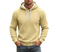 Sweat à Capuche Homme Gaufré Uni Cordon de Serrage Sport Casual Automne | Coupe Classique avec Ourlet Élastique sans Poche Avant Sweatshirt de Sport pour Loisirs Fitness Maison Quotidien