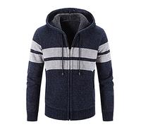 Sweat a Capuche Homme Hooded Sweatshirt Pull Homme d'hiver Manches Longues Plus Fleece Capuche Pull Épais Rayé pour Un Confort et Une Mode d'hiver