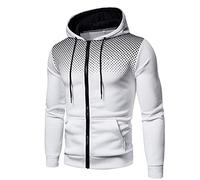 Sweat a Capuche Homme Marque Travail Cordon Poche Zippé Pulls, Gilets et Sweats Motifs Respirant Chaud Mode Vintage Casuals Veste Homme Pas Cher Halloween Automne Hiver Blanche 3XL