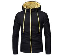 Sweat à Capuche Homme Musculation Pas Cher Manche Longue DéContractéE Veste Demi Fermeture éClair Hoodie Sweatshirt Tops Manteau (M, AA-Noir)
