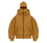 Sweat à Capuche Homme Noël Balaclava Zip Hoodie Zippé Noel Veste Chaude Hoodie Balaclava Cagoule Moto Masque Anti-Vent pour Sports de Plein Air Vélo Manteau Hiver Renne Sweat À Manches Longues Pull