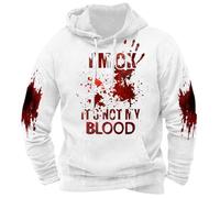 Sweat À Capuche Homme Sanglant, Sweatshirts Homme Manche Longue Imprimé Lettre éClaboussures De Sang Sanglante DrôLes Bloody Horreur Blood Gothique Mode Pullover Thermique Halloween Casual VêTements