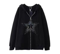 Sweat à Capuche Homme Sweat à Capuche Zippé Unisexe pour Saison Automne Hiver Style Hip Hop Motif éToile Confortable Urbain Casual