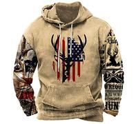 Sweat à Capuche Homme Sweat Manche Longue Pull Sport Slim Fit Casual Hiver Imprimé en Coton, Lin, Texture USA Sweatshirt à Capuche à Col Rond Pull Rétro Beau de Grande Taille