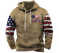 Sweat à Capuche Homme Sweat Manche Longue Pull Sport Slim Fit Casual Hiver Imprimé en Coton, Lin, Texture USA Sweatshirt à Capuche à Col Rond Pull Rétro Beau de Grande Taille