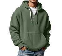 Sweat à Capuche Homme Sweat-Shirt Zippé en Maille Gaufrée Décontracté Chaud et Respirant Hoodie à Demi-Fermeture éclair avec Poche Kangourou Sweats Pull-over Automne Hiver pour (01 Army Green, XXXXXL)