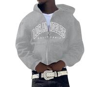 Sweat à capuche homme veste d'hiver sweat à capuche homme femme sweat à capuche personnalité européenne américaine broderie pull à capuche hip-hop décontracté cardigan manteau, gris, L