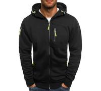 Sweat à Capuche Homme Zippé Automne Hiver Chaud Manches Longues Grande Taille Veste à Capuche Cardigan Homme Sportswear avec Poche Décontracté Couleur Unie Fermeture Éclair Veste de Travail
