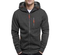 Sweat à Capuche Homme Zippé Automne Hiver Chaud Manches Longues Grande Taille Veste à Capuche Cardigan Homme Sportswear avec Poche Décontracté Couleur Unie Fermeture Éclair Veste de Travail