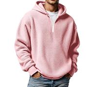 Sweat À Capuche Homme Zippé Gaufré Sweat Hiver Chaud Avec Cordon Hoodie Oversize Demi-Fermeture Éclair Sweatshirt Décontracté Et Respirant Sweats Pull-Over Automne Hiver Pour Sport Ou Loisirs