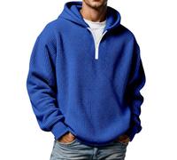 Sweat À Capuche Homme Zippé Gaufré Sweat Hiver Chaud Avec Cordon Hoodie Oversize Demi-Fermeture Éclair Sweatshirt Décontracté Et Respirant Sweats Pull-Over Automne Hiver Pour Sport Ou Loisirs