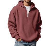 Sweat À Capuche Homme Zippé Gaufré Sweat Hiver Chaud Avec Cordon Hoodie Oversize Demi-Fermeture Éclair Sweatshirt Décontracté Et Respirant Sweats Pull-Over Automne Hiver Pour Sport Ou Loisirs