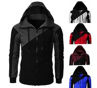 Sweat A Capuche Homme Zippé Grande Taille, Vetement Sport Homme Grande Taille Sweats Couleur Assembler Hoodie Cordon De Serrage Manteau Outdoor Manteaux D'Alpinisme Veste Hiver Vestes Chaud Hoodie