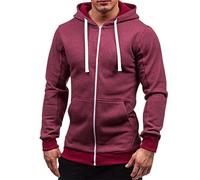 Sweat à Capuche Homme Zippé, Sweat-Shirt Homme Manches Longues Sweats Chaud Sweat Épaisse pour Hiver Et Automne Sweatshirt Poche Kangourou Sport Cordon Serrage Couleur Unie Sweat-Shirt