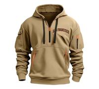 Sweat a Capuche Homme Zippé, Sweats Homme Manches Longues Chaud Sweats pour Hiver Et Automne Sweatshirt Poche Kangourou Sweat-Shirt Couleur Unie Hoodie Épais Cordon Serrage Sport De Survêtement
