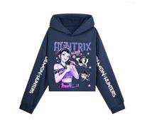 Sweat à Capuche Huntrix pour Fille Y2k Huntrix Huntr/X Sweat à Capuche Oversize à Manches Longues Style Streetwear Hip-hop pour Enfant 02-Bleu Marine 110