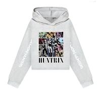 Sweat à Capuche Huntrix pour Fille Y2k Huntrix Huntr/X Sweat à Capuche Oversize à Manches Longues Style Streetwear Hip-hop pour Enfant 03-Gris Clair 120