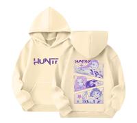 Sweat à Capuche Huntrix Vintage pour Fille Y2k Huntrix Huntr/X Sweat à Capuche Oversize à Manches Longues Style Streetwear Hip-hop pour Enfant 01-Beige 160