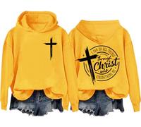 Sweat à capuche « I Can Do All Things Through Christ Who Strengthens Me » - Christian Jesus - Verse de la Bible - Unisexe, Jaune-h., XXL