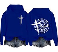 Sweat à capuche « I Can Do All Things Through Christ Who Strengthens Me » - Christian Jesus - Verse de la Bible - Unisexe, Klein Blue-h, XXL