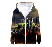 Sweat À Capuche Imprimé 3D Kawaii Tracteur Moto Fermeture Éclair Sweatshirts Garçons Filles Mode Oversize Manteau color4,160