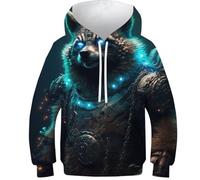 Sweat à Capuche imprimé 3D pour Enfants, Motif Raton Laveur du Futur, Unisexe, Manches Longues, pour garçons et Filles, décontracté, Amusant, de 13 à 15 Ans