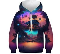 Sweat à capuche imprimé 3D suricate pour enfants - Pull fantaisie à manches longues pour garçons et filles, La_hut_on_the_island, 10-12 Years