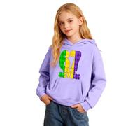 Sweat à Capuche imprimé Carnaval pour Filles, Pull en Polaire Douce pour Enfants, Confortable et décontracté (Light Purple, 11-12 Years)