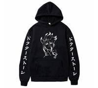 Sweat à capuche imprimé de dessin animé Dr.Stone Ishigami Senku, sweat-shirt doux décontracté utilisé pour les fans de manga cosplay, Noir , XXL
