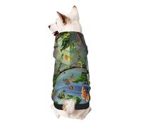 Sweat à capuche imprimé de nombreuses grenouilles chantant sur les branches et papillons pour chiot, doux, confortable et respirant pour animaux de compagnie, vêtements mignons pour chiens, chats et