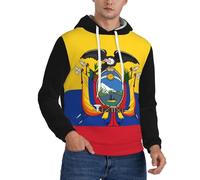 Sweat À Capuche Imprimé Équateur Drapeau National pour Hommes - Design Patriotique Classique avec Poche Kangourou, Coupe Ajustée Confortable Et Manches À Ourlet Élastique pour Un Port Snug