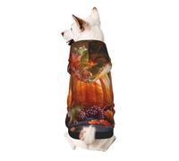 Sweat à capuche imprimé feuilles Happy Thanksgiving Day pour chiot - Doux, confortable et respirant - Vêtements pour animaux de compagnie mignons pour chien, chat et petits animaux de compagnie,