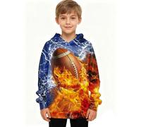 Sweat à Capuche imprimé Graphique pour garçon, col Rond, Doux et Confortable, idéal au Quotidien pour Les Enfants et Les Adolescents, Parfait pour Jouer, Aller à l'école ou se (Blue, 10-11 Years)