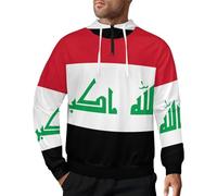 Sweat À Capuche Imprimé Irak Drapeau Homme Demi Zip Blouson Pull Couche Supérieure Col Montant Facile À Porter Confortable Loose Fit Classique Polyvalent Souple Léger Respirant Chaud