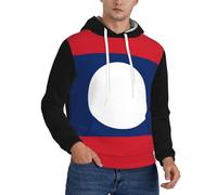 Sweat À Capuche Imprimé Laos Drapeau National pour Hommes - Design Patriotique Classique avec Poche Kangourou, Coupe Ajustée Confortable Et Manches À Ourlet Élastique pour Un Port Snug