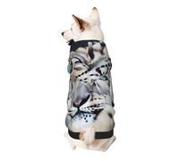 Sweat à capuche imprimé léopard des neiges aux yeux bleus, doux, confortable et respirant pour animaux de compagnie, vêtements mignons pour chiens, chats, petits animaux de compagnie, taille M