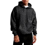 Sweat à capuche imprimé léopard unisexe pour homme - Pull à capuche surdimensionné à manches longues tendance - Sweat-shirt décontracté athlétique - Sweat à capuche à revers, Noir , 3XL