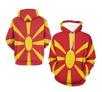 【Sweat À Capuche】 Imprimé Macédoine Drapeau Veste De Sport Coupe-Vent Coupe Large Vêtement Maison Chaud Grandes Poches Manches Élastiques Unisexe Pratique Polyvalent Détente Confortable