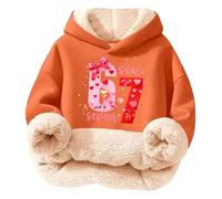 Sweat à Capuche imprimé Multicolore pour Enfants, sans Poche, pour garçons - Sweat à Capuche en Polaire Confortable et Douillet pour Jouer Tous Les Jours (Orange, 9-10years)