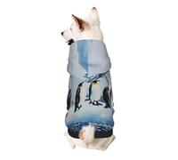 Sweat à capuche imprimé Penguins On The Iceberg pour chiot, doux, confortable et respirant pour animaux de compagnie, vêtements mignons pour chiens, chats et petits animaux de compagnie, taille S