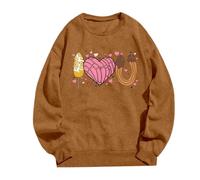 Sweat à capuche imprimé pour femme, confort tendance sans capuche pour un style sans effort. Gilet kilo, or, S