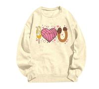 Sweat à capuche imprimé pour femme, confort tendance sans capuche pour un style sans effort. Gilet kilo, beige, L