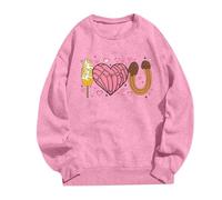 Sweat à capuche imprimé pour femme, confort tendance sans capuche pour un style sans effort. Gilet kilo, Rose, XL