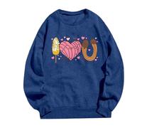 Sweat à capuche imprimé pour femme, confort tendance sans capuche pour un style sans effort. Gilet kilo, bleu, S